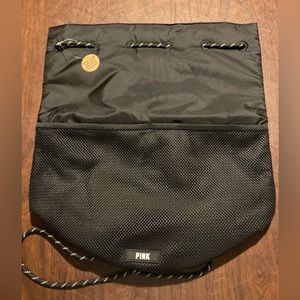 NWT PINK Drawstring bag black